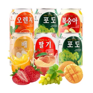 238ml Canned Korean Grape Peach Orange Strawberry Fruity Flavor Pulp Juice Drink Exotic Soft Drinks in Box