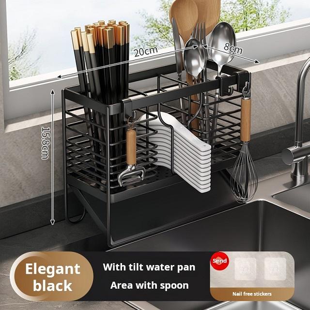 Plateau de vidange noir incliné.2 cylindre + cuillère