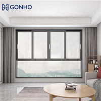 Fenêtre coulissante horizontale GONHO en alliage d'aluminium moderne avec garde-corps, vitrage simple, écoénergétique et coupe-vent