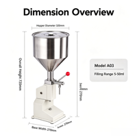 Machine de remplissage manuelle en acier inoxydable FGK pour miel, gel, jus, confiture, yaourt, beurre de cacahuète et crème (0-50 ml, précision de 1 %)
