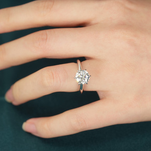Anillo de Compromiso y Matrimonio de Oro Real de 18K y 14K con Diamante Redondo Cultivado en Laboratorio con Certificado IGI, HPHT CVD, 1CT 2CT 3 Quilates, para Mujer - Product Image 2