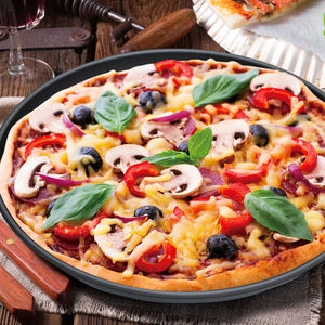 Moule à micro-ondes 12 pouces rond plat <span class=keywords><strong>de</strong></span> cuisson Pizza plateau <span class=keywords><strong>de</strong></span> service avec revêtement antiadhésif micro-ondes <span class=keywords><strong>plaque</strong></span> à pizza croustillante - Product Image 5