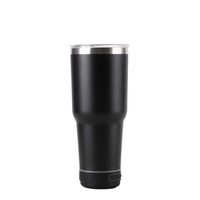 Gobelet musical Bluetooth vierge pour sublimation 30OZ en acier inoxydable avec haut-parleur sans fil, couvercle isotherme et paille, autonomie 6-12 heures