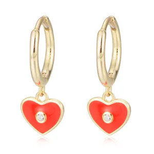 Peishang Gold Plated 925 Sterling Silver Heart Cuff Enamel Earring Women Fashion jewelry dealer