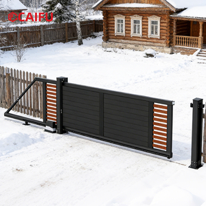 Porte coulissante électrique à cantilever sans rail en alliage d'aluminium pour extérieur, fabriquée en usine, pour villa et cour sur pente enneigée - Product Image 4