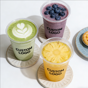 Gobelets en plastique de qualité alimentaire pour thé au lait, 14 oz avec couvercles et gobelets jetables personnalisés avec logo de 16 oz pour les boissons - Product Image 1