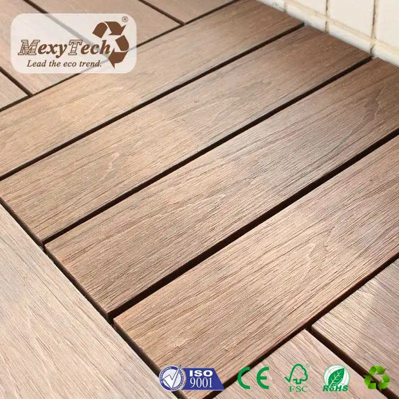 100% รู้สึกไม้ Wpc Diy ไม้พลาสติกพื้น Decking กระเบื้อง