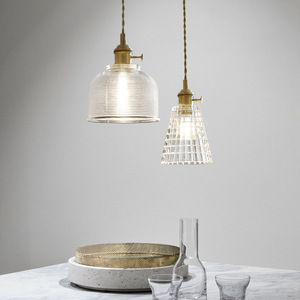 American-Style Brass Lamp Single-Head Glass Chandelier for Hotel Room Living Room Background Wall for Side <b>Table</b> Lighting - Product Image 6