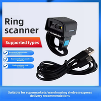 Mini-scanner de codes-barres sans fil 2D à porter sur le doigt, collecteur de données logistique d'entrepôt 1D+2D+QR, vitesse de scan 300S, Plug & Play, garantie 1 an