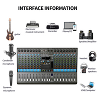 GAX-GL16 mélangeur Audio professionnel 16 canaux avec alimentation 48V Phantom USB pour scène karaoké conférence mariage DJ Console de mixage