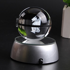 50mm 60mm 80mm sıcak satış 3d lazer kristal top Poke topu aksiyon figürleri toptan - Product Image 2