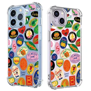 Casing ponsel stiker buah, pelindung belakang HP bening lembut tahan guncangan untuk iPhone 15 14 13 12 11 Pro X XS XR Max 7 8 Plus SE