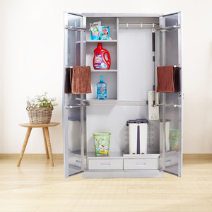 Gabinete de Almacenamiento de Acero Inoxidable Xinlongfei de Doble Puerta y 2 Niveles con Cajón para Oficina y Cocina, Personalizable - Product Image 2