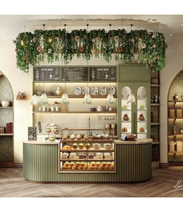 Mostrador de Bar Elegante para Panadería/Pastelería, Mueble Comercial de Piedra <span class=keywords><strong>y</strong></span> Madera, Diseño Resistente al Agua para Bar en Casa <span class=keywords><strong>y</strong></span> Uso en Exteriores - Product Image 4