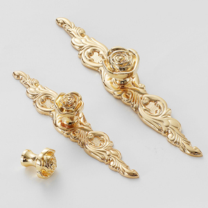 Koppalive đồ nội thất phần cứng Rose Flower Retro Antique Brass cửa nhà bếp tủ quần áo ngăn kéo tủ xử lý với trở lại tấm - Product Image 6