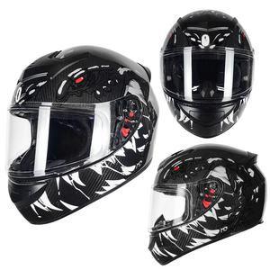 Casque de moto intégral en fibre de carbone homologué DOT avec Bluetooth et grand spoiler arrière - État neuf - Product Image 1