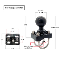 Tab soporte grande para tableta, base de montaje en Riel, cámara de coche para Go Pro, soportes de soporte para RAM, bola de goma de 1,5 pulgadas, soporte de perno doble en U