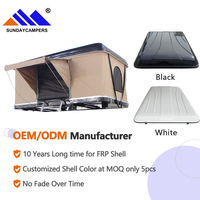 Top ranking 1-2 personas carcasa dura Camping tienda en la azotea gran espacio coche techo superior tienda con escalera telescópica de aluminio