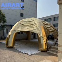Tente araignée gonflable dorée métallique sur mesure, grande auvent gonflable pour la promotion d'événements et les expositions