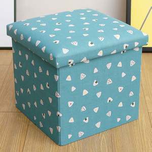 <b>Storage</b> Organizer <b>Box</b> Linen Fabric Ottoman <b>Bench</b> Cube <b>Storage</b> Soft Cushion Covers Stool - Product Image 5