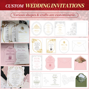 Tarjetas <span class=keywords><strong>de</strong></span> Invitación <span class=keywords><strong>de</strong></span> Boda Rosadas Personalizadas con Sobres, Cinta Elegante y Monograma en Relieve, Tarjetas <span class=keywords><strong>de</strong></span> RSVP Personalizadas Incluidas - Product Image 2