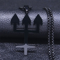 Nouveau Collier Pendentif Homme Hip Hop en Acier Inoxydable Trident Croix Inversée Tendance