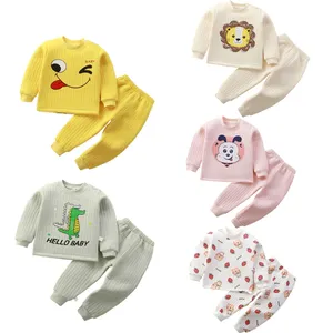 Ensemble de vêtements thermiques d'hiver pour bébé mignon confortable 100% coton deux pièces ensemble de vêtements pour bébé unisexe garçons bébé filles tout-petits