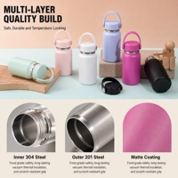 Bouteille d'eau isotherme personnalisée avec logo, 200 ml, double paroi, acier inoxydable 304, goulot étroit, avec poignée en silicone, gobelet de voyage, 6,7 oz
