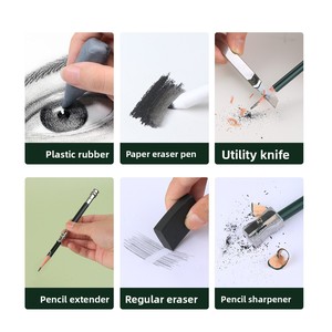 Lot de 10, 12, 19 ou 27 crayons à dessin pour débutants, kit de crayons graphite 2B mats, boîte en métal, art professionnel - Product Image 4