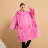 Couverture à capuche ultra-couvrante et super chaude en polyester rose vif, personnalisable, pour femme