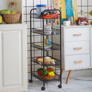 Nhà bếp lưu trữ Organizer với xoay kim loại Giỏ rau Xe đẩy giỏ hàng cho công cụ làm sạch - Product Image 1