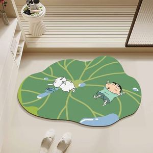 Tapis de bain Crayon Shinchan Feuille Verte en Diatomite Antidérapant Séchage Rapide pour Entrée de Salle de Bain Usage Domestique Forme Originale - Product Image 1