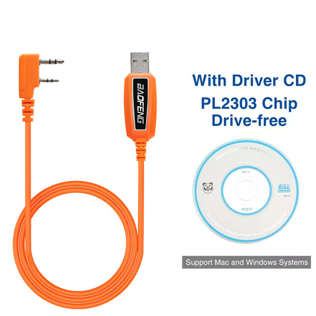 Baofeng Orange Programming Cable for Walkie Talkie UV-5R 888S Program Frequency PL2303 PU Durable for Each Systems
