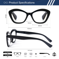 Lunettes de lecture œil-de-chat haut de gamme pour femmes avec logo personnalisé, monture PC, verres AC transparents, optiques toutes puissances, vente en gros