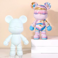 DIY 18CM Peinture Ours Blanc Embryon Émail Verser Fluide Ours pour Stimuler la Créativité des Enfants
