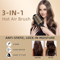 Brosse sèche-cheveux électrique professionnelle 3 en 1 peigne de lissage chauffant pour le lissage et le style bouclé pour un usage domestique