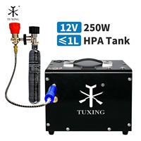 Compresseur d'air PCP sans huile haute pression TUXING léger, refroidissement par ventilateur, facile à transporter, convertisseur 12V intégré, 4500psi 300bar 30mpa