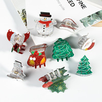 Nouveautés : Barrettes pour cheveux en acrylique pour enfants, style mignon, avec motifs de bonhomme de neige, Père Noël, sapin de Noël, chaussures, chapeau, style sucré, fête