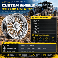 Jantes UTV forgées polies sur mesure 20X7 22X7 24X7 26X7 26X9 4X137 4X156 pour Can-Am Maverick Sport Defender Polaris RZR 800 900