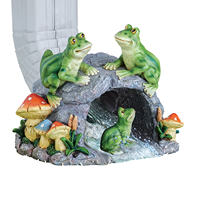 Statue d'extension de tuyau de descente décorative en résine de famille de grenouille peinte à la main