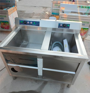 Lave-vaisselle ultrasonique commercial multifonction à 2 bacs, machine automatique de nettoyage des légumes et des fruits pour cantine - Product Image 3