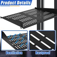 Rack de 19 pouces horizontal 1U 300mm de profondeur 1.2mm d'épaisseur Étagère de serveur Étagère de montage en rack ventilé