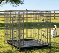 Cage pliable pour chien en fer noir, double porte, poignée de transport supérieure, loquets sécurisés, plateau à déchets amovible, format simple, moyenne/grande