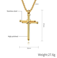 Liontin Kalung Baja Anti Karat Berlapis Emas 18K Pvd Motif Salib Kuku Personal untuk Pria Produsen Grosir 2026