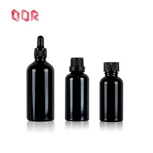 Bouteille en verre en gros pour huile 30ml 50ml Bouteille en verre ronde noire vide pour huile essentielle cosmétique Huile corporelle avec bouchons à vis compte-gouttes - Product Image 5