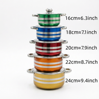 Ensemble de casseroles colorées pour la maison, 6/7/8/9/10 pouces, 5 pièces, en acier inoxydable, pour soupe, nouilles, cuisson, avec couvercle en acier