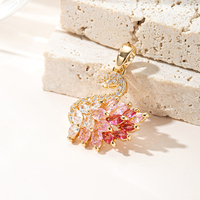 Elegante Collar con Colgante de Cisne Chapado en Oro, Alas Marquesa Rosas, Cabeza Pavé, Cadena de Cable con Plumas, Joyería para Mujer, Regalo