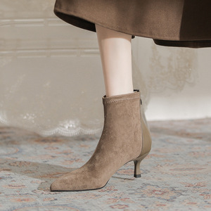 Bottines à talons épais, élégantes et polyvalentes, bottes fines mi-mollet pour l'automne et l'hiver - Product Image 4