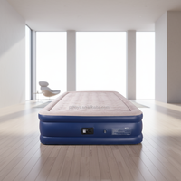 Matelas Gonflable Pliable Queen Size avec Pompe Intégrée 110V, Dessus Floqué, Design Moderne, Écologique, Meuble de Maison pour Invités