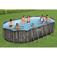 Piscine hors sol ovale Bestway 5611SE avec structure en acier, 6,10 m x 3,66 m x 1,22 m